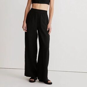 NWT Madewell The Tall Carley Wide-Leg Pant in Softdrape Black Tall Fit